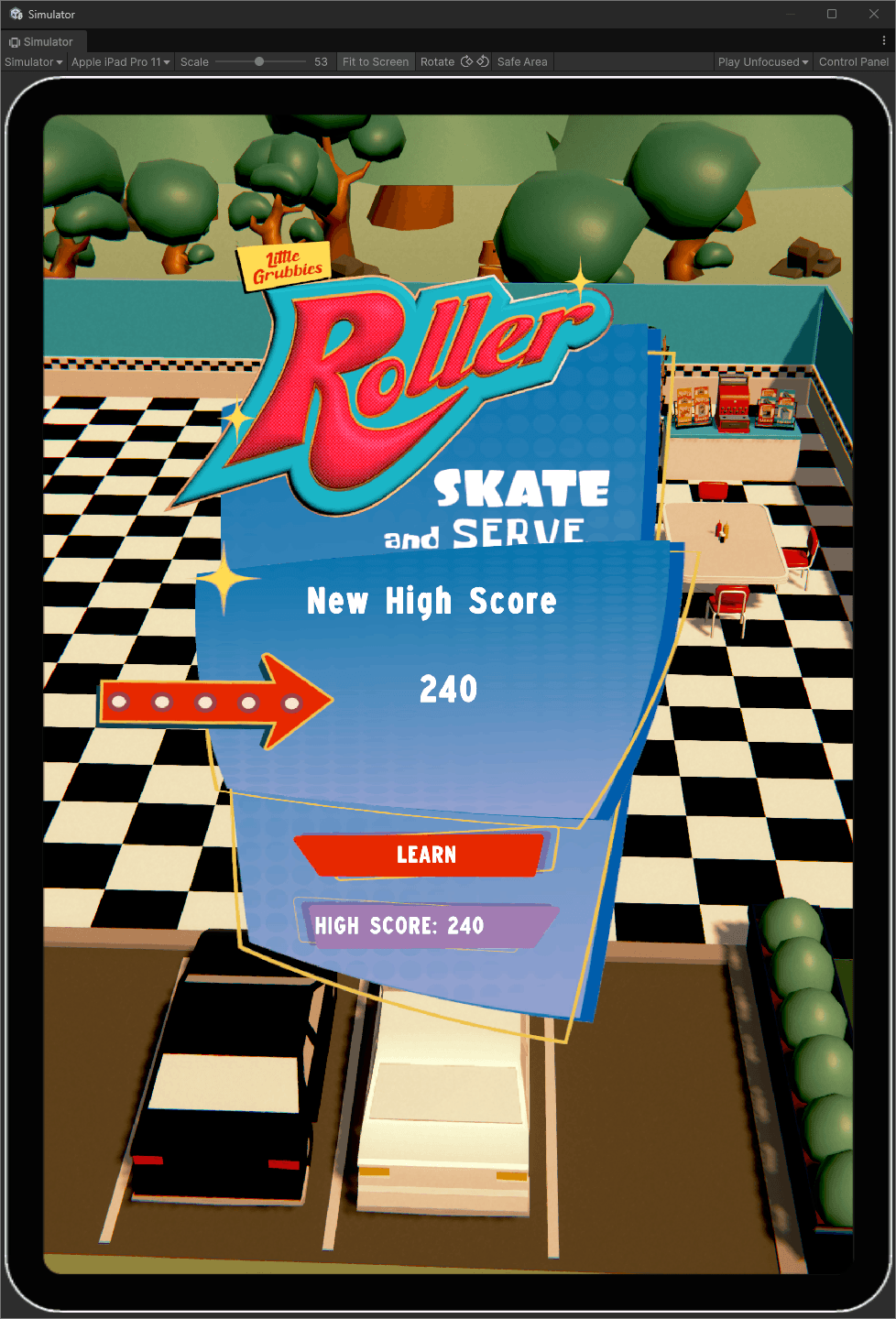 Image of game over screen showing the player got a high score