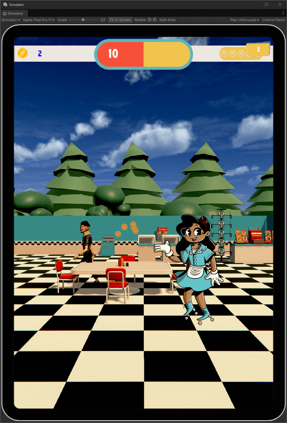 Image of the tutorial with the customer tipping and showing a coin particle